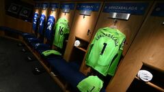 LONDON, ENGLAND - APRIL 04: The shirt of Kepa Arrizabalaga of Chelsea is displayed inside the dressing room prior to the Premier League match between Chelsea FC and Liverpool FC at Stamford Bridge on April 04, 2023 in London, England. (Photo by Darren Walsh/Chelsea FC via Getty Images)