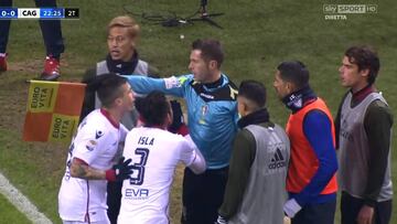 El enojo de Mauricio Isla tras la anulación de su gol ante Milan