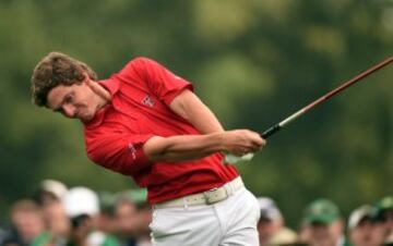 El chileno Matías Domínguez durante la última jornada de práctica en el Masters de Augusta.