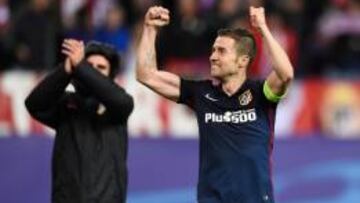 Gabi, en el Atlético-Barça de cuartos de Champions.