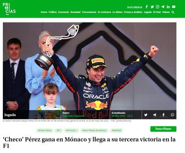 Así reaccionó la prensa internacional a la victoria de Sergio Pérez en el GP de Mónaco