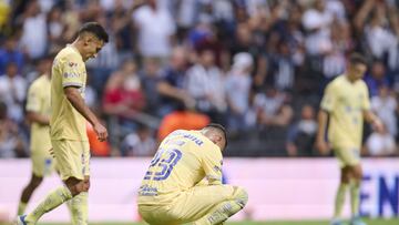 Emilio Lara of America during the game Monterrey vs America, corresponding Round 02 the Torneo Apertura 2022 of the Liga BBVA MX at BBVA Bancomer Stadium, on July 9, 2022.

<br><br>

Emilio Lara de America durante el partido Monterrey vs America, correspondiente a la Jornada 02 del Torneo Apertura 2022 de la Liga BBVA MX en el Estadio BBVA Bancomer, el 9 de julio de 2022.