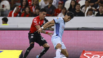 (L-R), Luis Reyes of Atlas and Raymundo Rubio of Cruz Azul during the game Atlas vs Cruz Azul, corresponding to Round 01 of the Torneo Apertura 2023 of the Liga BBVA MX, at Jalisco Stadium, on July 01, 2023.
<br><br>
(I-D), Luis Reyes de Atlas y Raymundo Rubio de Cruz Azul durante el partido Atlas vs Cruz Azul correspondiente a la Jornada 01 del Torneo Apertura 2023 de la Liga BBVA MX , en el Estadio Jalisco, el 01 de Julio de 2023.