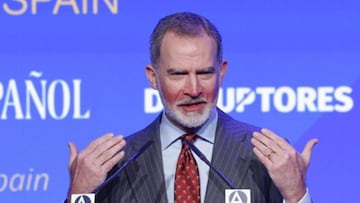 El Rey Felipe VI en la inauguración de la V edición del Foro Económico Español "Wake Up, Spain!", con la cara quemada por el sol.