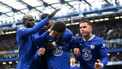 LONDON, ENGLAND - MARCH 04: Wesley Fofana of Chelsea celebrates with teammates after scoring the team's first goal during the Premier League match between Chelsea FC and Leeds United at Stamford Bridge on March 04, 2023 in London, England. (Photo by Darren Walsh/Chelsea FC via Getty Images)