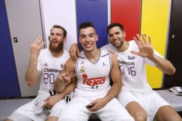 Real Madrid celebrate their Liga ACB win