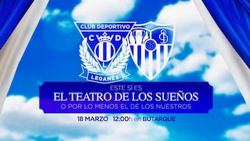 Cartel del Leganés ante el Sevilla.