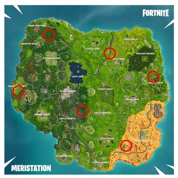 Mapa de las pruebas contrarreloj de Fortnite Battle Royale