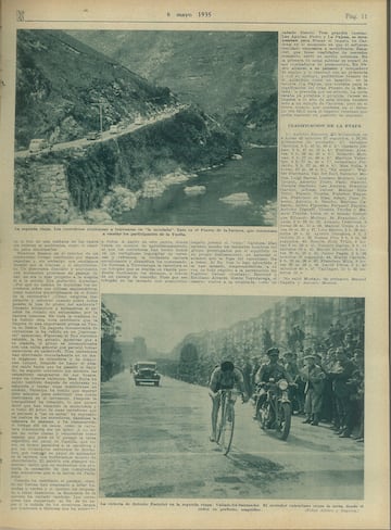 Recorrido por las mejores imgenes de la I Vuelta a Espa?a a travs de la edicin de AS Semanal de 1935.