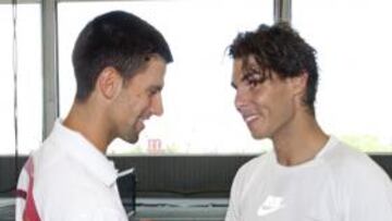 <b>ENCUENTRO. </b>Djokovic y Nadal ya se entrenan en Montreal.