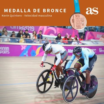 Kevin Quintero se quedó con la medala de bronce en la modalidad de velocidad en ciclismo de pista. 