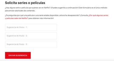Cómo sugerir a Netflix un contenido que quieres ver y no está en catálogo