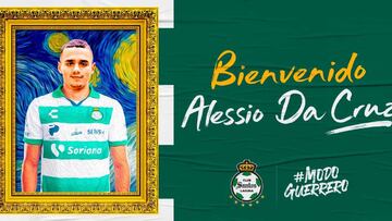 Arte de Santos Laguna para presentar a Alessio Da Cruz