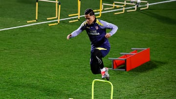 Raspadori, con el Atlético, en la última sesión de entrenamiento.