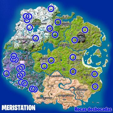 Ubicaciones de rocas desbocadas en Fortnite Temporada 3