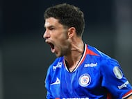 Jose Rivero of Cruz Azul during the semi-finals first leg match between Cruz Azul and Tigres UANL, as part of the Liga BBVA MX, Torneo Apertura 2025 at Olimpico Universitario Stadium, on December 03, 2025 in Mexico City, Mexico.