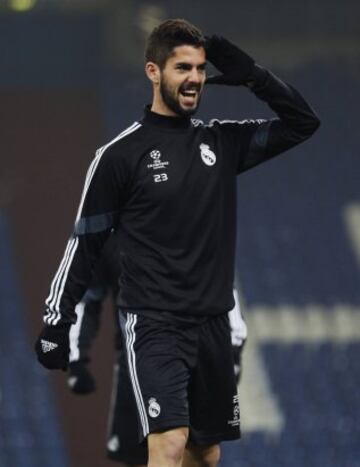Entrenamiento del Real Madrid en Gelsenkirchen, Isco.