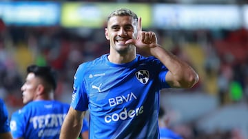 German Berterame celebrates his goal 0-1 of Monterrey during the 2nd round match between Necaxa and Monterrey as part of the Liga BBVA MX, Torneo Clausura 2026 at Victoria Stadium, on January 13, 2026 in Aguascalientes, Mexico.