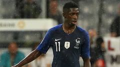 El extremo de Barcelona, Ousmane Demb&eacute;l&eacute;, durante un partido de Francia.