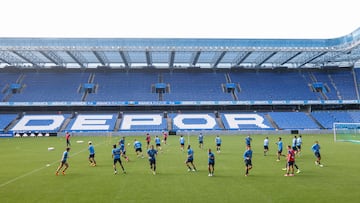 El último entrenamiento del Deportivo en Riazor.