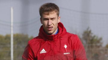 Rubén Blanco, durante un entrenamiento en A Madroa.