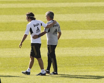 Granero y Mourinho, durante un entrenamiento (11-12).