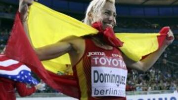 Marta Domínguez, tras su triunfo en los 3.000 obstáculos en el Mundial de Berlín.