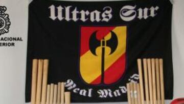 La Policía requisa 19 bates y siete cascos a los Ultras Sur