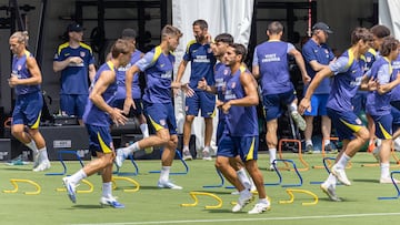 El Atlético de Madrid realiza su primer entrenamiento en Los Ángeles.