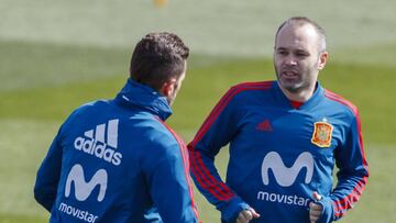 Andrés Iniesta en un entrenamiento del Barcelona