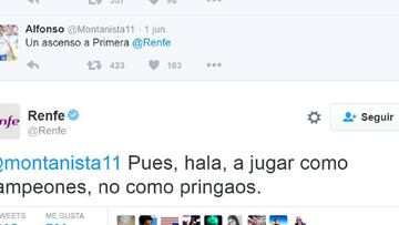 Renfe la lía en Twitter: llama "pringaos" al Real Zaragoza