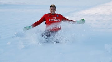 El entrenamiento bajo la nieve del PSG