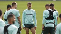 Canales, en un entrenamiento reciente del Betis. 