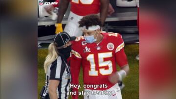 El dialogo y felicitación de Mahomes a Sarah Thomas