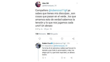 Kike Márquez y Rubén Cruz se intercambiaron mensajes tras el lance del pasado domingo.