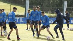 Pepe Sánchez y Trilli, en el entrenamiento del Deportivo.