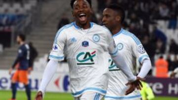 El centrocampista del Marsella Georges-Kevin Nkoudou celebra un gol. ante el Montpellier.