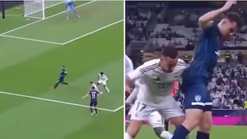 Varios momentos del partido en los que Lucas y Rodrygo tratan de cubrir a Idrissi con un dos contra uno. 