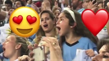 Emoci&oacute;n m&aacute;xima de la hija de Su&aacute;rez apoyando a Uruguay 