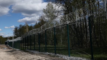 A view of the new barrier fence on the Finnish-Russian border in Nuijamaa, Finland, May 21, 2025. REUTERS/Leonhard Foeger