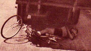Jules Melvier, tras chocar contra un camión maderero en Tour de 1935.