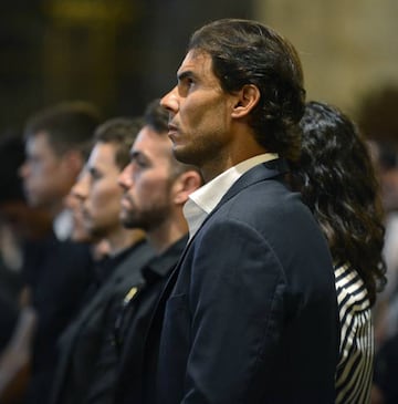 Rafa Nadal en el funeral de Luis Salom.