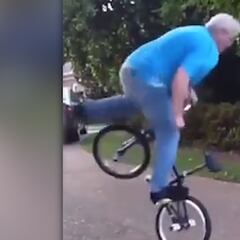 Grandfather goes viral for skills on grandson’s bike