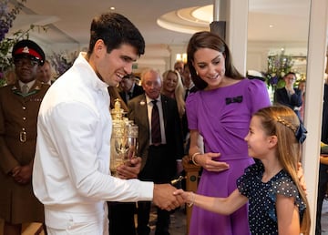 Carlos Alcaraz y Kate Middleton. (PARSONS / POOL / AFP) / RESTRICTED TO EDITORIAL USE