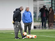 Pellegrini, en el último entrenamiento.