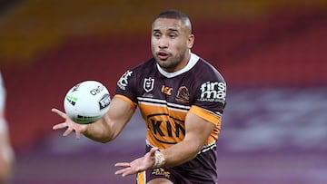 El jugador de rugby league Jamil Hopoate, durante un partido con los Brisbane Broncos.