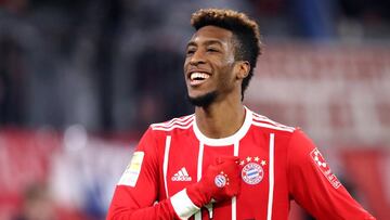 Soccer Football - Bundesliga - Bayern Munich vs Hannover 96 - Allianz Arena, Munich, Germany - December 2, 2017 Bayern Munich's Kingsley Coman celebrates scoring their second goal REUTERS/Michael Dalder DFL RULES TO LIMIT THE ONLINE USAGE DURING MATCH TIME TO 15 PICTURES PER GAME. IMAGE SEQUENCES TO SIMULATE VIDEO IS NOT ALLOWED AT ANY TIME. FOR FURTHER QUERIES PLEASE CONTACT DFL DIRECTLY AT + 49 69 650050