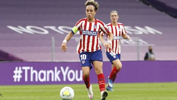 Amanda Sampedro, capitana del Atlético, en el partido de Champions ante el Barça en San Mamés.