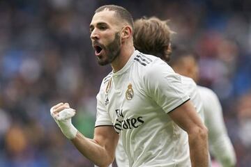 Goal getter | Karim Benzema celebrates his first goal against Athletic Club at the Estadio Santiago Bernabeu on April 21, 2019.