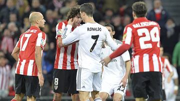 Cristiano fue expulsado en 2014 en el nuevo San Mamés tras este lance con Iturraspe.